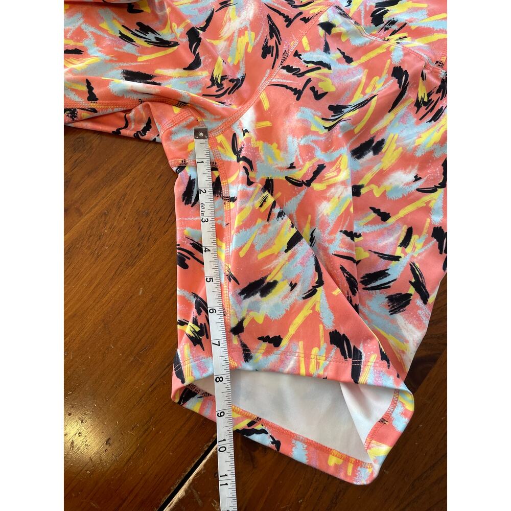 NWT Nanette Lepore Play Medium Womens Compression Shorts Peach Yellow Blue Black - Picture 9 of 9